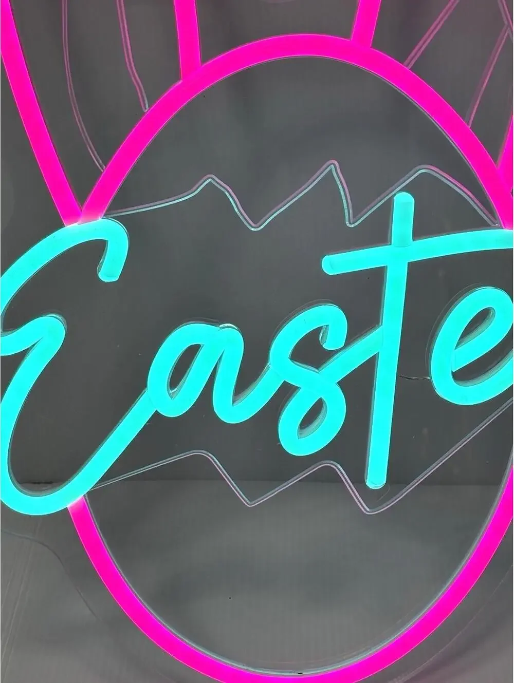 Easter Egg Bunny LED Neon Sign Wall Light USB Powered Holiday Decor Pink Blue